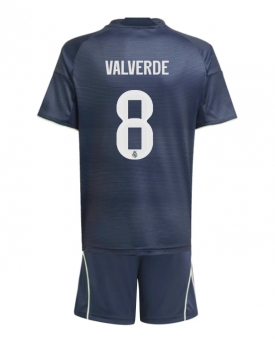 Billige Fotballdrakt Real Madrid Federico Valverde #8 Replika Bortedraktsett Barn 2025-26 Kortermet (med bukser)